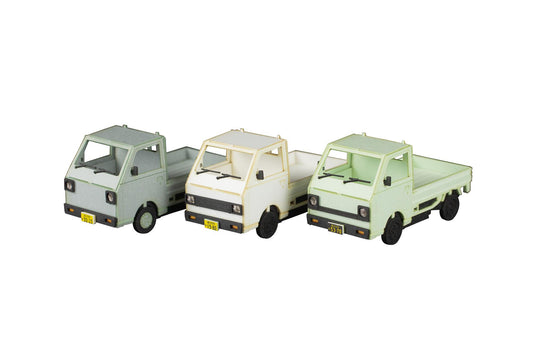 1/80 Scale Paper kit Town Corner Accessory Series kei truck(white/silver/pale green)
