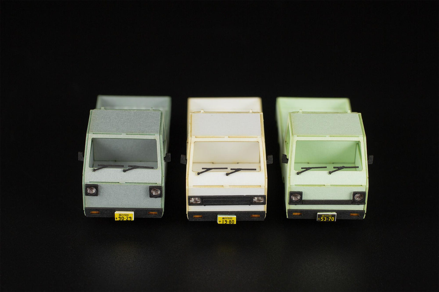 1/80 Scale Paper kit Town Corner Accessory Series kei truck(white/silver/pale green)