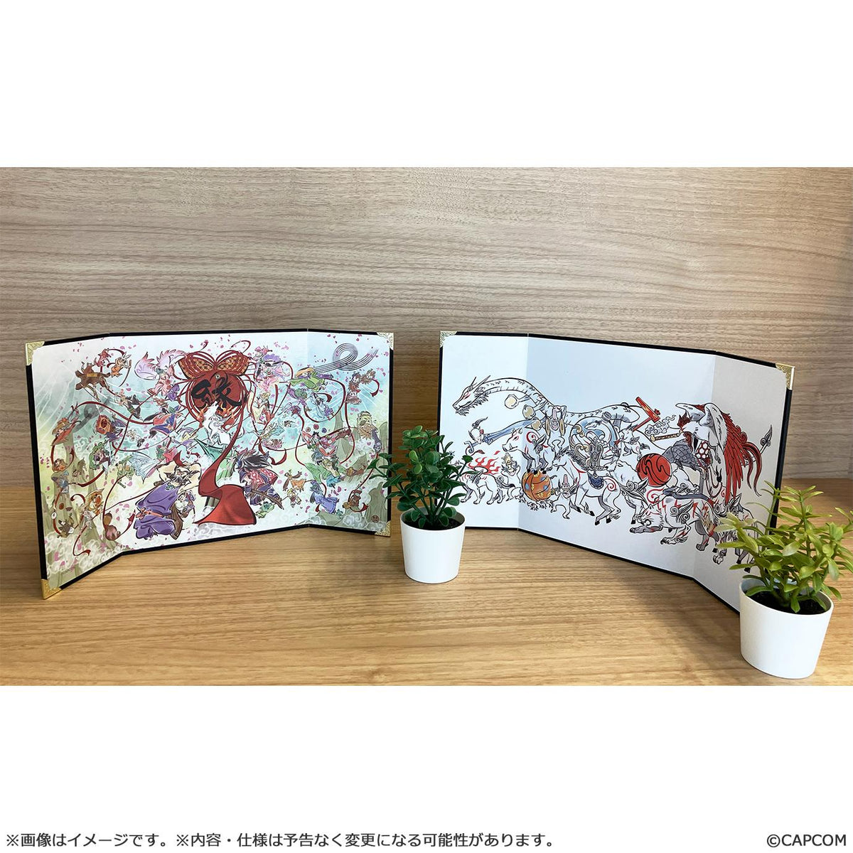 【Okami 20th Anniversary Reprint Art Project】Mini folding screen Fudegami Daikoushin -From Okami 10th Anniversary-