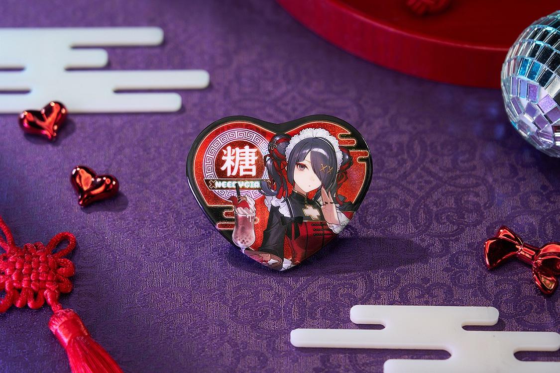 NEEDY STREAMER OVERLOAD Needy Streamer Chinese Restaurant Series Heart-Shaped Pinback Button Ame