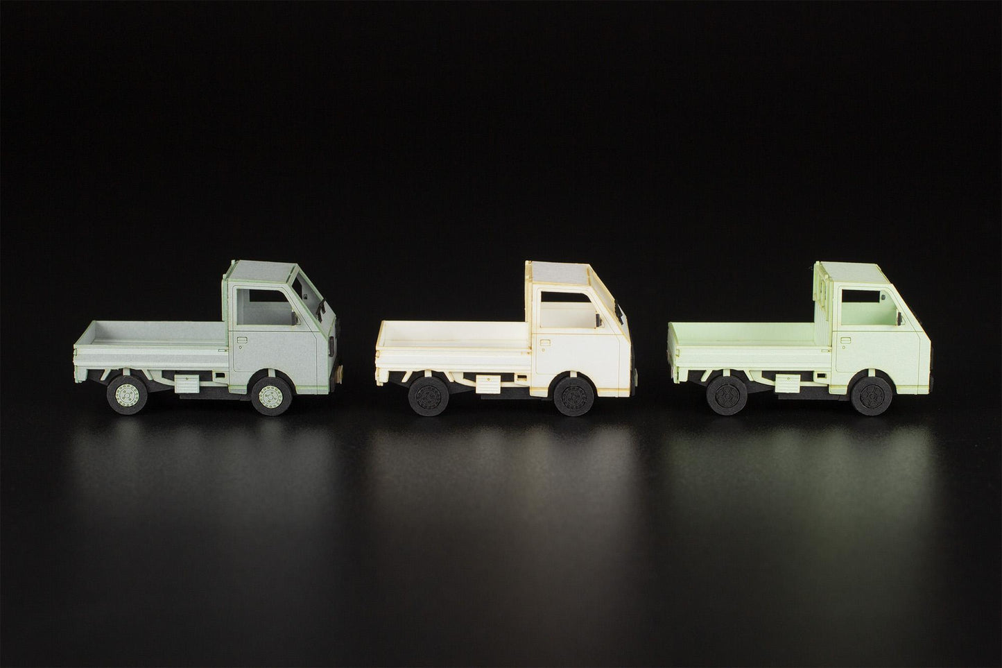 1/80 Scale Paper kit Town Corner Accessory Series kei truck(white/silver/pale green)