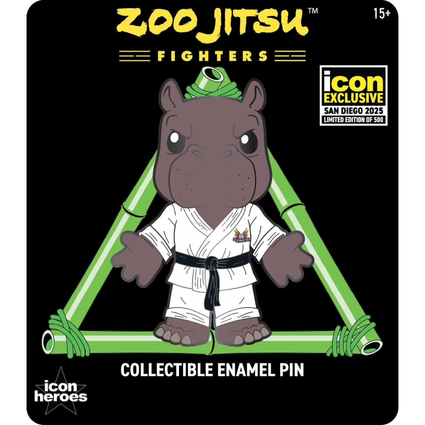 ZOO JITSU FIGHTERS HUMPHREY THE HIPPO ENAMEL PIN BY LORD MESA (CONVENTION EXCLUSIVE)