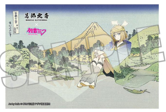 Hokusai Katsushika x Hatsune Miku by Rella Postcard Kagamine Rin Reflection in Lake at Misaka in Kai Province