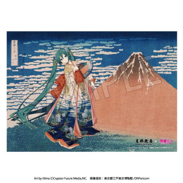 Hokusai Katsushika x Hatsune Miku Serial Numbered A3 Acrylic Panel Thirty-six Views of Mount Fuji Fine Wind, Clear Morning (Made-to-Order) (Rerun)