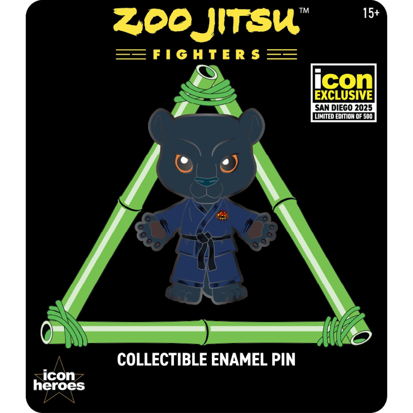 ZOO JITSU FIGHTERS PAULO THE PANTHER ENAMEL PIN BY LORD MESA (CONVENTION EXCLUSIVE)
