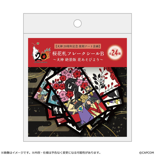 【Okami 20th Anniversary Reprint Art Project】sakurahanafuda stickers B -From Okami HD Hanaasobi-