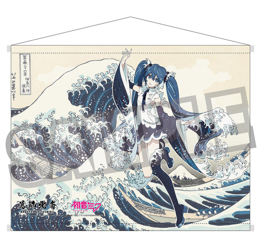 Hokusai Katsushika x Hatsune Miku by Rella B2 Double Suede Tapestry Hatsune Miku The Great Wave off Kanagawa