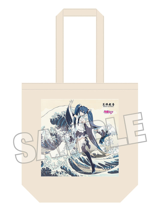 Hokusai Katsushika x Hatsune Miku by Rella Tote Bag Hatsune Miku The Great Wave off Kanagawa