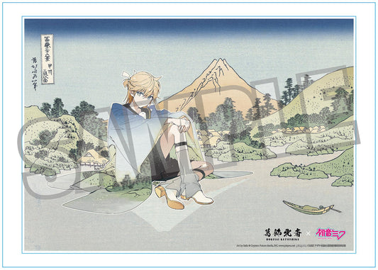 Hokusai Katsushika x Hatsune Miku by Rella A3 Acrylic Panel with Serial Number Kagamine Len Reflection in Lake at Misaka in Kai Province
