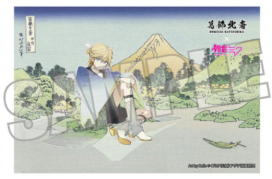 Hokusai Katsushika x Hatsune Miku by Rella Postcard Kagamine Len Reflection in Lake at Misaka in Kai Province