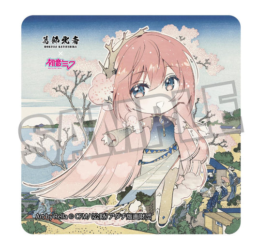 Hokusai Katsushika x Hatsune Miku Rella Sticker Megurine Luka Mini Character Mt. Fuji from Gotenyama Hill in Shinagawa on the Tokaido
