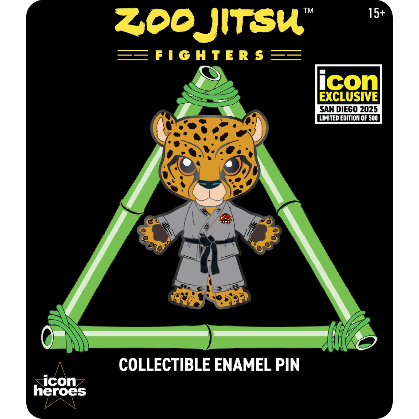 ZOO JITSU FIGHTERS CHICO THE CHEETAH ENAMEL PIN BY LORD MESA (CONVENTION EXCLUSIVE)