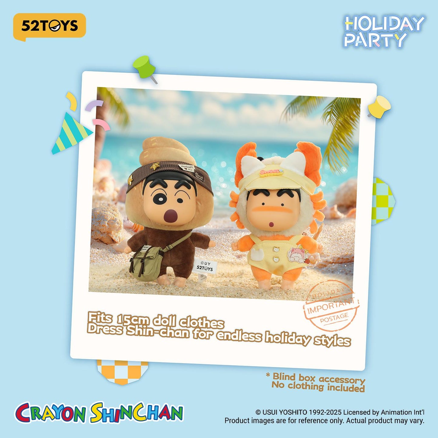(Blind box) Crayon Shinchan – Holiday Party Series Vinyl Plush Keychain Blind Box