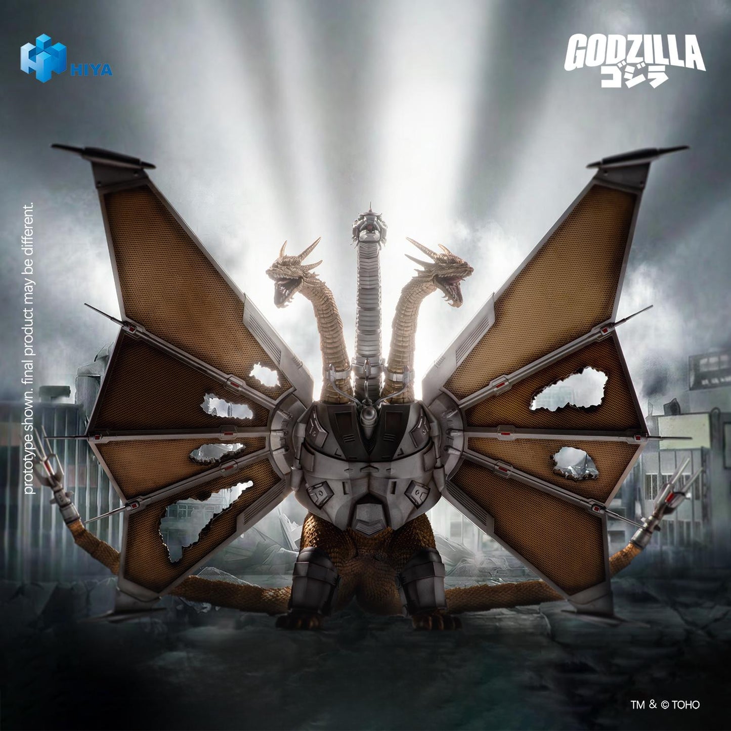 HIYA Exquisite Basic Series None Scale 13 Inch Godzilla vs. King Ghidorah Battle Damaged Mecha King Ghidorah Battle Damaged Action Figure
