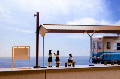 1/80 Scale Paper kit Town Corner Accessory Series Local type island platform Extension set A(Telephone pole・Station name plate)