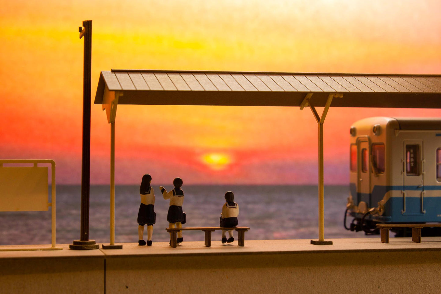 1/80 Scale Paper kit Town Corner Accessory Series Local type island platform Extension set A(Telephone pole・Station name plate)